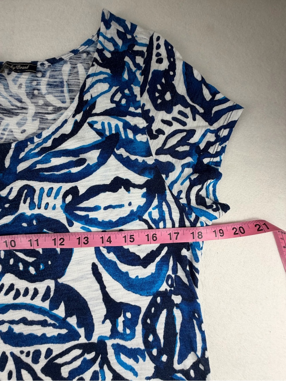 Lucky Brand Blue Tropical Print Knit Mini Dress Boho Shift - Picture 5 of 7